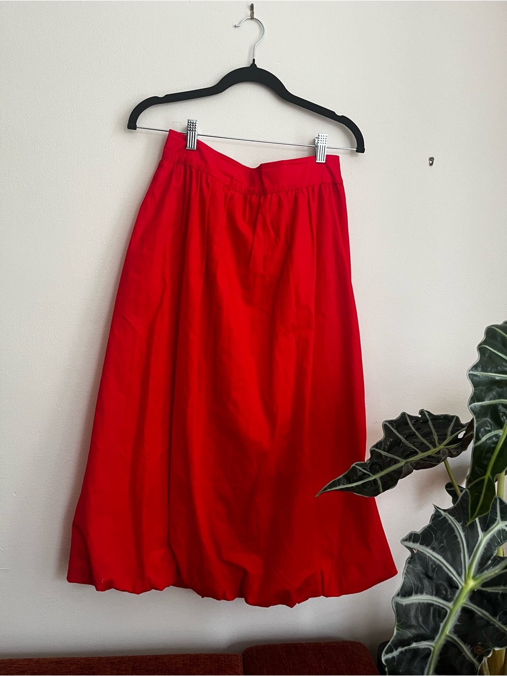 Red Women's Bubble Midi Skirt - Classic A-Line